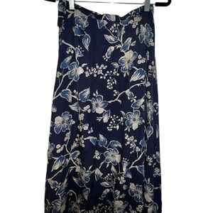 Liz Claiborne First Issue Navy and White Floral A-Line Skirt